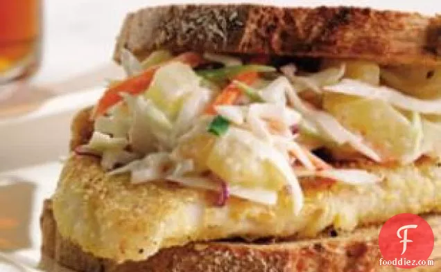 Crispy Fish Sandwich With Pineapple Slaw