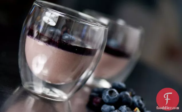 Red Bean Pudding With Blueberry Sauce