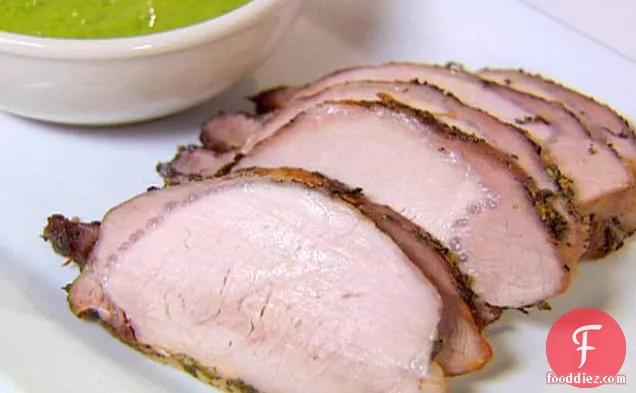 Herb Roasted Pork Loin with Parsley Shallot Sauce