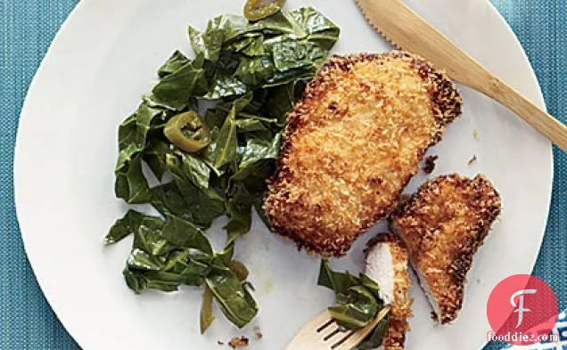 Coconut Chicken with Pickled Pepper Collards