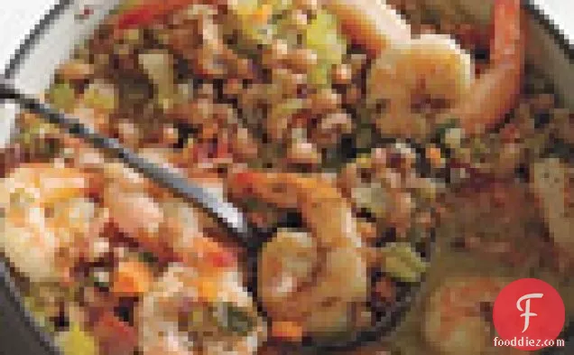 Garlicky Black-Pepper Shrimp and Black-Eyed Peas