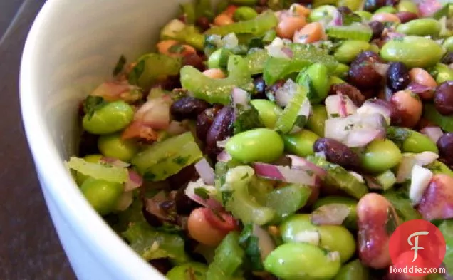 Edamame, Black Bean & Black-eyed Pea Salad With Cumin Vinaigrette