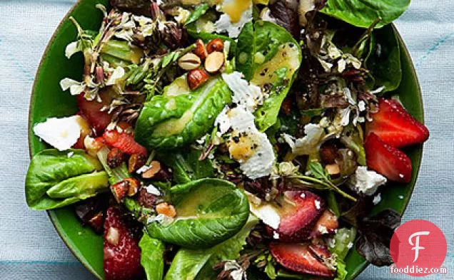 Baby Lettuces with Feta, Strawberries and Almonds
