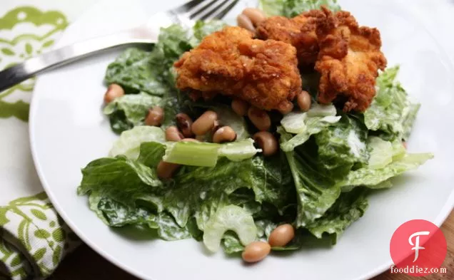 Fried Chicken Salad With Black Eyed Peas & Buttermilk Dressing