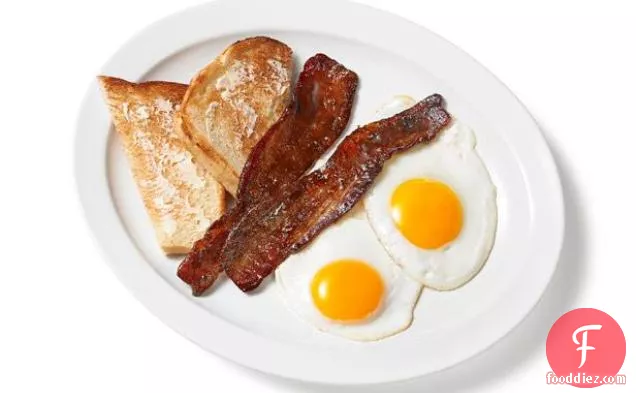 Coffee-Glazed Bacon With Eggs