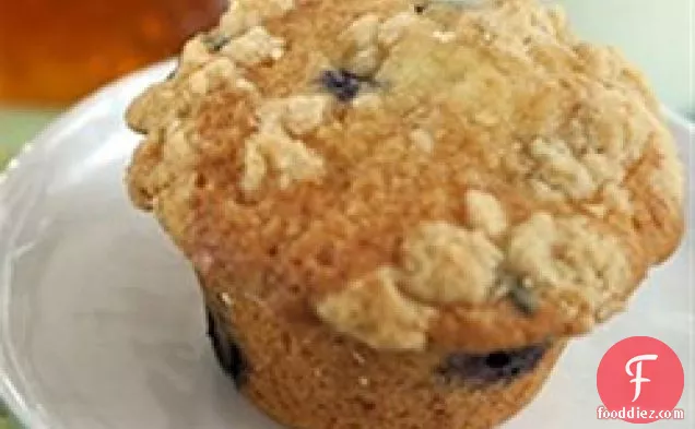 Salted Honey Crumble Blueberry Muffins