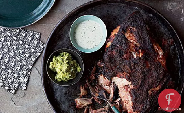 Pork Shoulder Roast with Citrus Mojo and Green Sauce