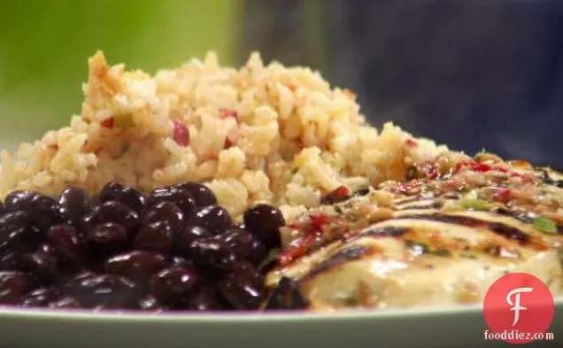 Salsa Marinated Chicken with Mexican Rice