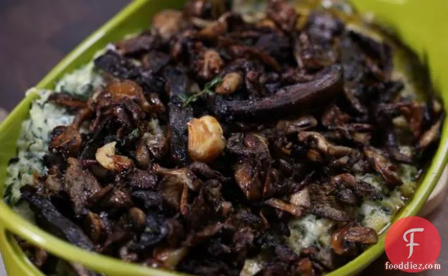 Roasted Mushrooms, Parsnip, Potatoes and Spinach Casserole