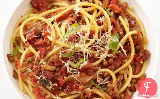 Pasta with Pancetta and Lentils