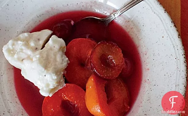 Apricots and Plums Poached in Rosé Wine