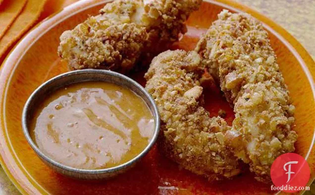 Awesome Pretzel Chicken Tenders with Spicy Honey Dijon Sauce