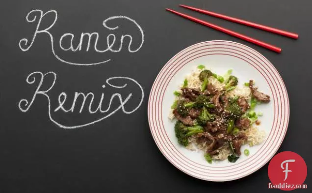 Beef with Broccoli Teriyaki and Ramen Noodles