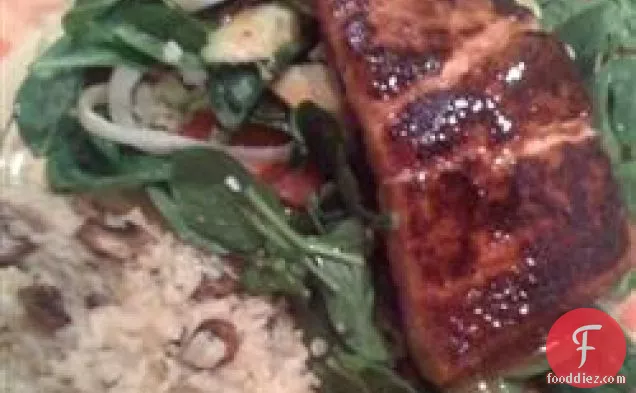 BBQ Salmon over Mixed Greens