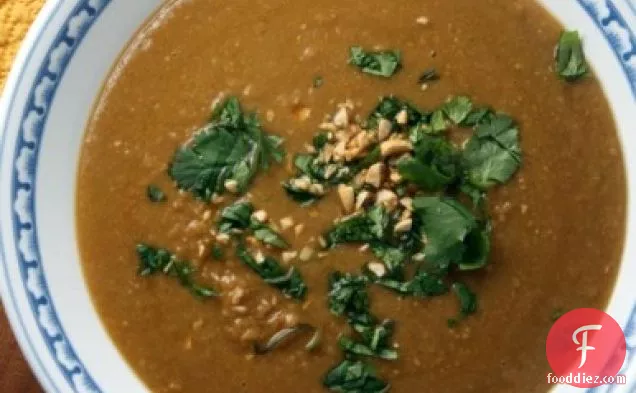 Spicy Chickpea Soup With Cilantro And Peanuts