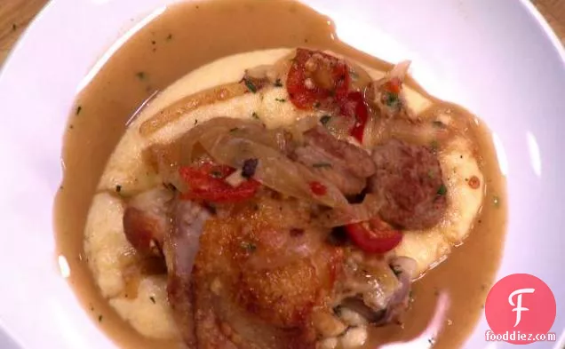 Chicken Scarpiello with Soft Parmigiano Polenta