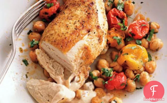 Roast Chicken Breasts With Garbanzo Beans, Tomatoes, And Paprika