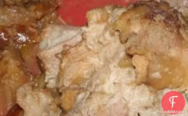 आसान धीमी कुकर सेब पोर्क रोस्ट