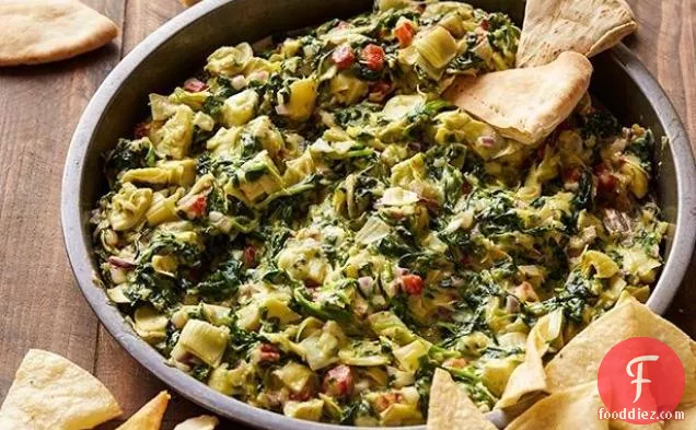 Artichoke Spinach Dip with Roasted Red Bell Peppers
