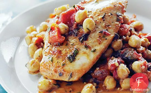 Chicken with Tomatoes, Apricots, and Chickpeas