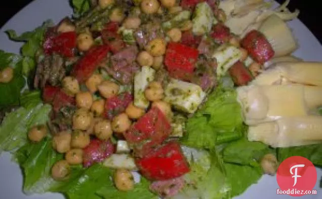 Chickpea Salad With Salami And Giardiniera Dressing