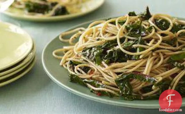 Garlic And Oil Spaghetti With Greens