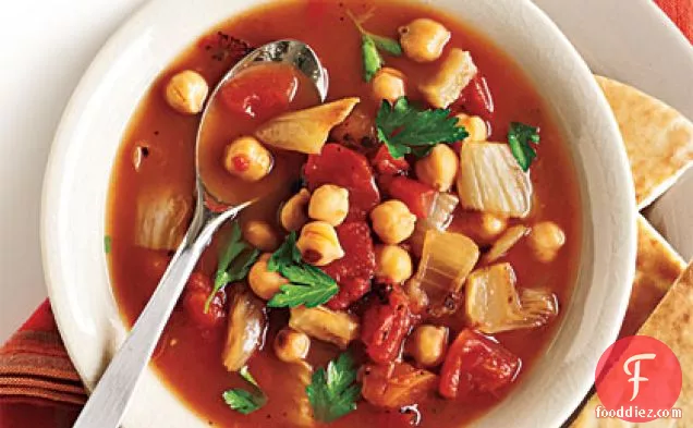 Roasted Fennel, Tomato, and Chickpea Soup