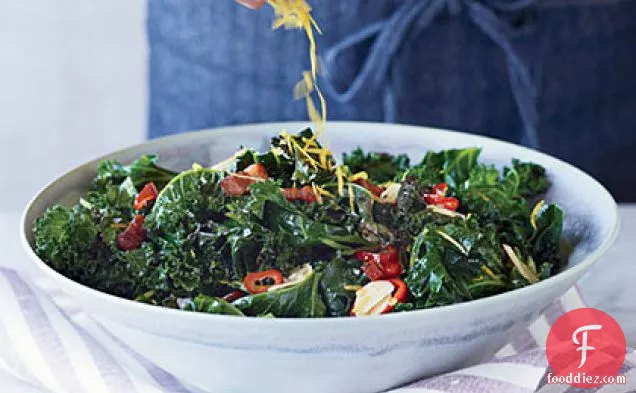 Grilled Kale with Garlic, Chiles and Bacon
