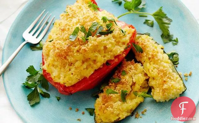 Risotto Stuffed Peppers and Zucchini