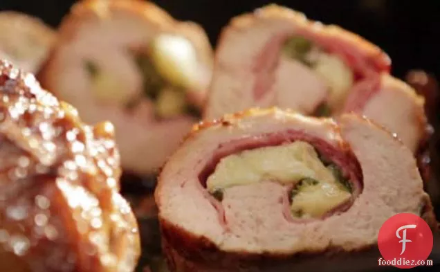 Turkey Cordon Bleu Stuffed with Ham, Roasted Green Chiles and Brie