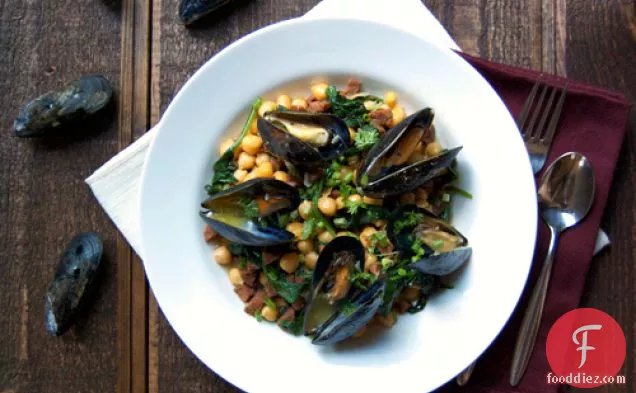 Steamed Mussels W/ Chickpea Chorizo Butter Broth