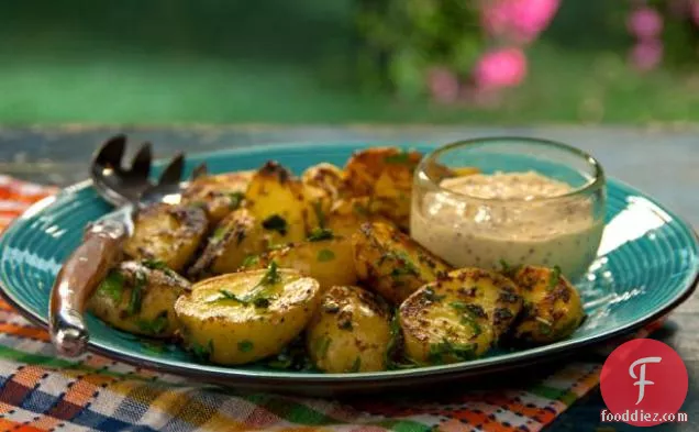 Mustard Aioli Grilled Potatoes with Fine Herbs