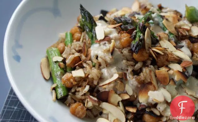 Stir-fried Chickpeas And Asparagus With Brown Rice And Lemon Ta