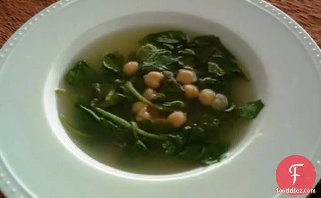 Simple Lemon-basil Spinach & Chickpea Soup