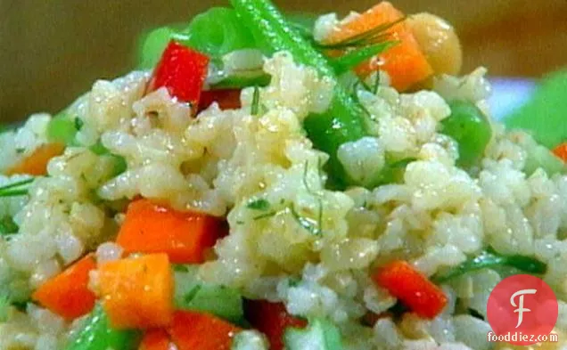 सेम के साथ सब्जी चावल सलाद