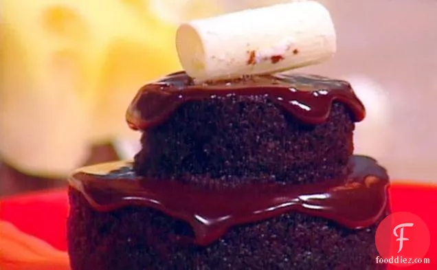 गन्ने की बूंदा बांदी के साथ चॉकलेट ब्लैक-आउट केक