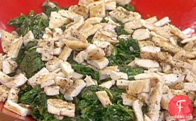 Warm Chopped Chicken Picatta Spinach Salad