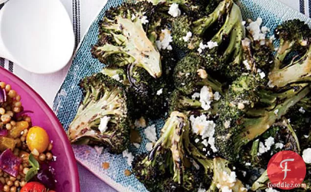 Grilled Broccoli with Chipotle-Lime Butter and Queso Fresco