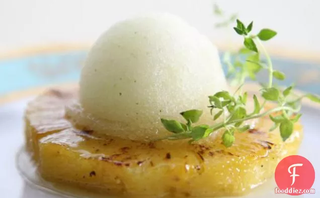 Roasted Pineapple with Thyme-Ginger Ice