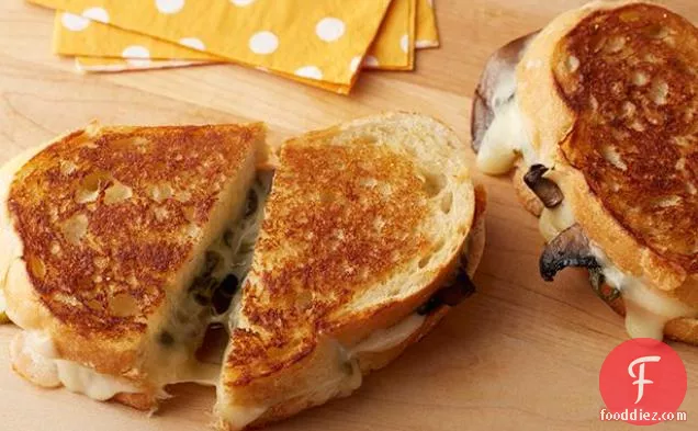 Roasted Poblano and Mushroom Grilled Cheese