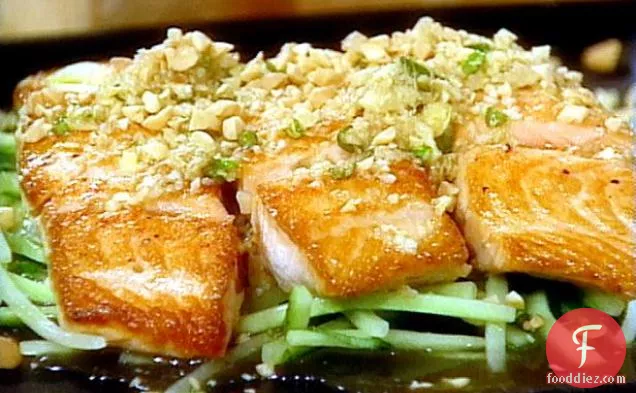 Pan-Seared Salmon with Ginger-Lime Sauce and Peanuts