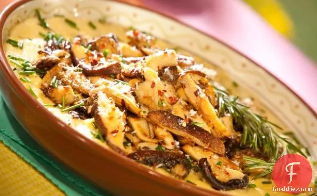 Sauteed Wild Mushrooms over Creamy Cheesy Polenta