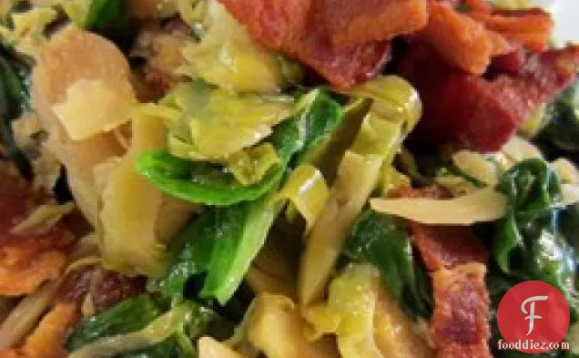 Warm Brussels Sprout, Bacon and Spinach Salad