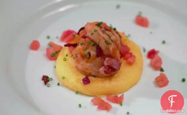 LoLa Shrimp and Parmesan Polenta Grits with Tomato Basil Concasse