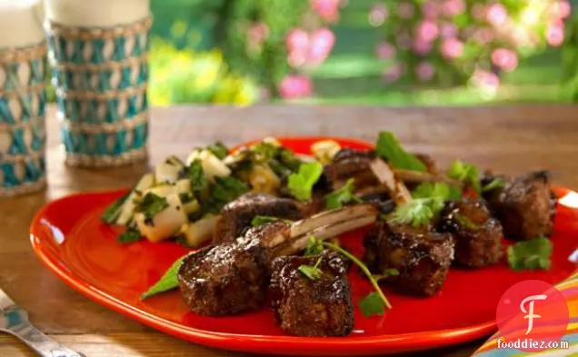 Spice Rubbed Lamb Chops Hoisin and with Grilled Bok Choy Salad