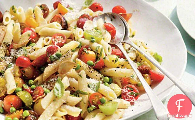 Penne with Herbs, Tomatoes, and Peas
