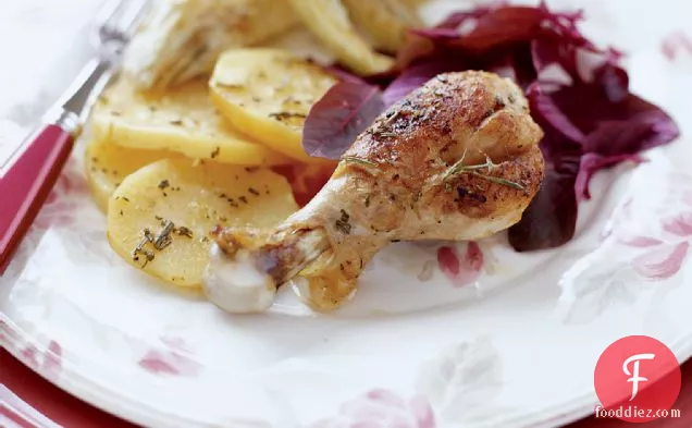 Baked Chicken with Potatoes, Fennel and Mint