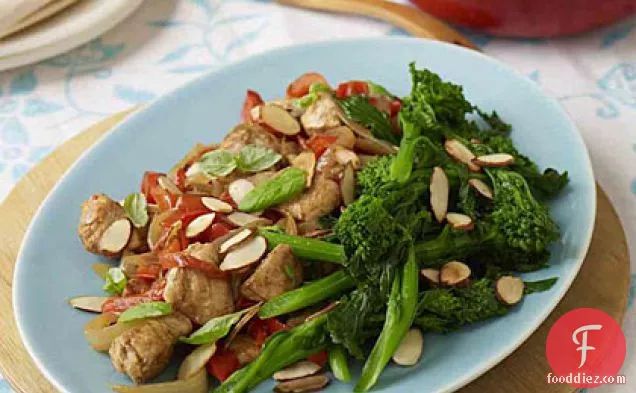 Chicken With Peppers, Broccolini, and Basil