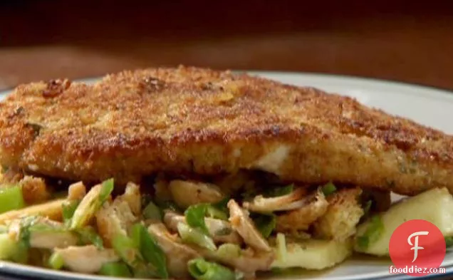 Turkey Cutlets with Gravy and Raw Stuffing Salad