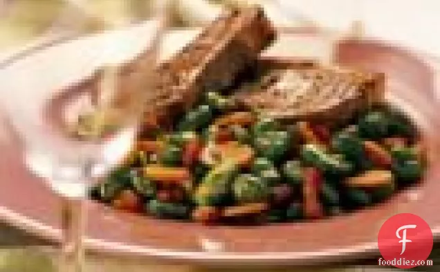 पैनकेटा और नींबू के साथ फवा बीन्स